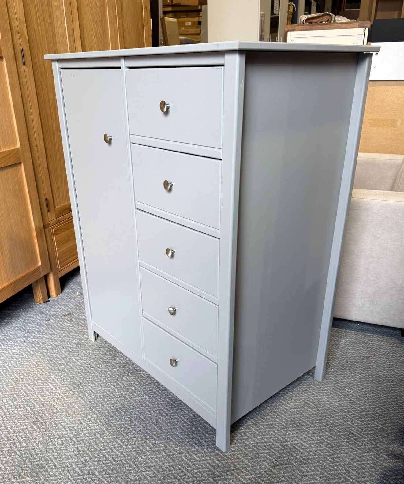 Assembled Habitat Brooklyn 1 Door 5 Drawer Short Wardrobe - Grey