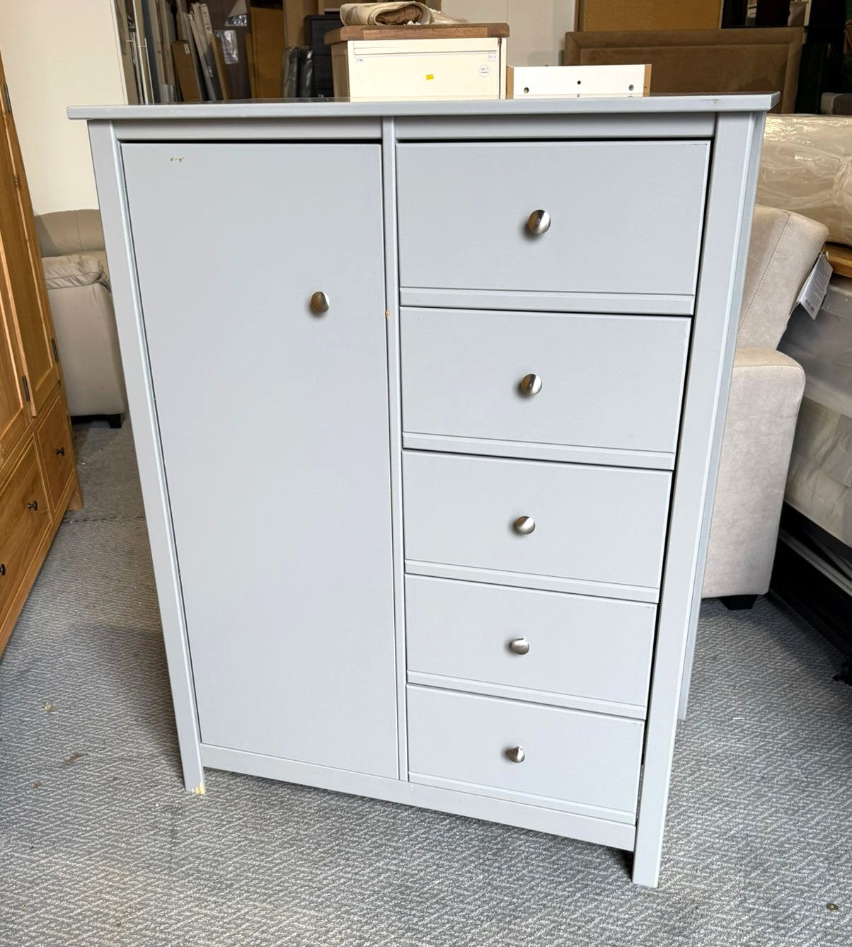 Assembled Habitat Brooklyn 1 Door 5 Drawer Short Wardrobe - Grey