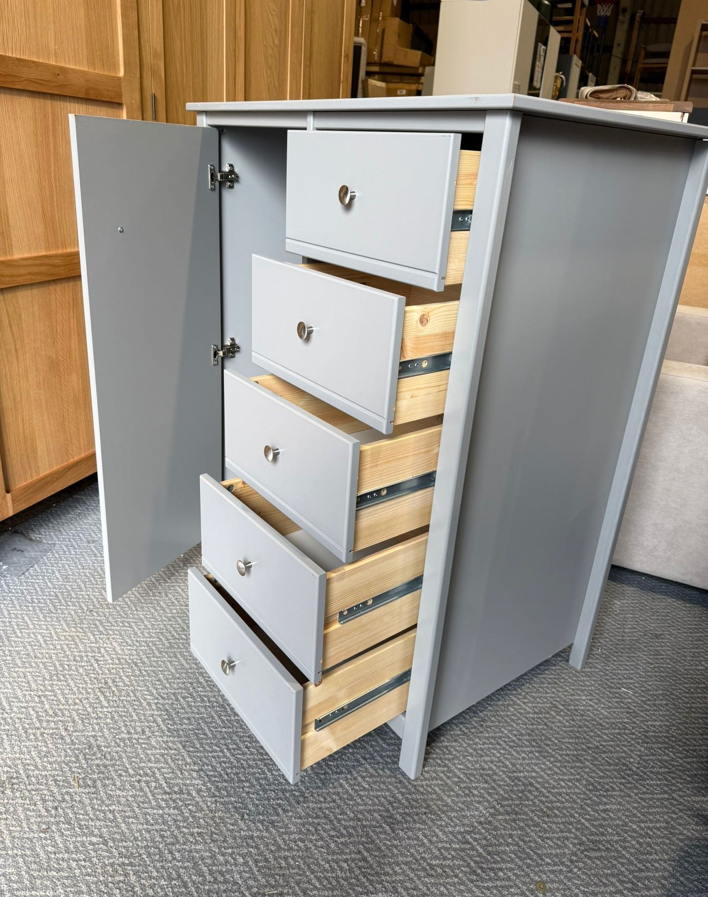 Assembled Habitat Brooklyn 1 Door 5 Drawer Short Wardrobe - Grey