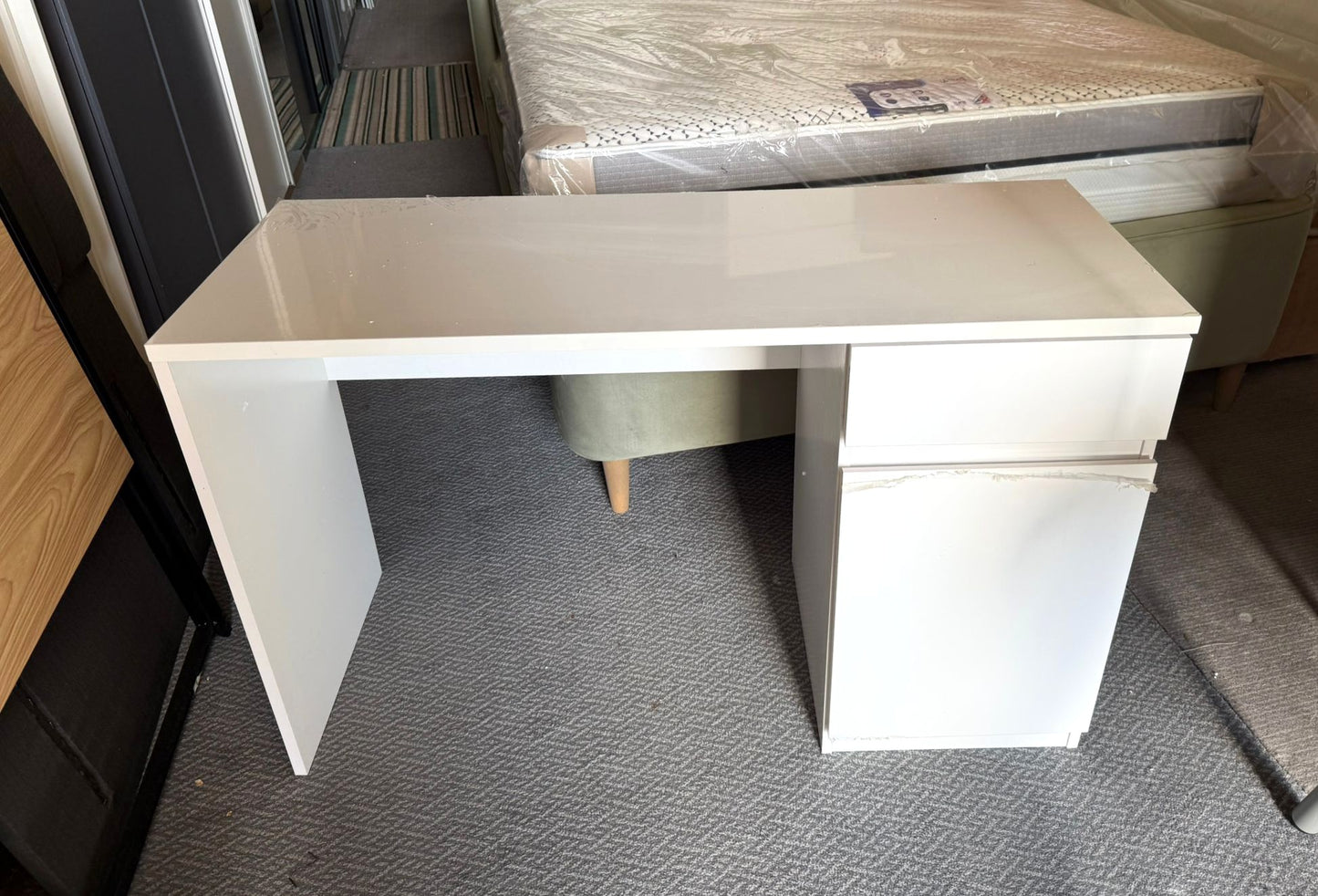 Assembled Jenson 1 Drawer Office Desk - White Gloss