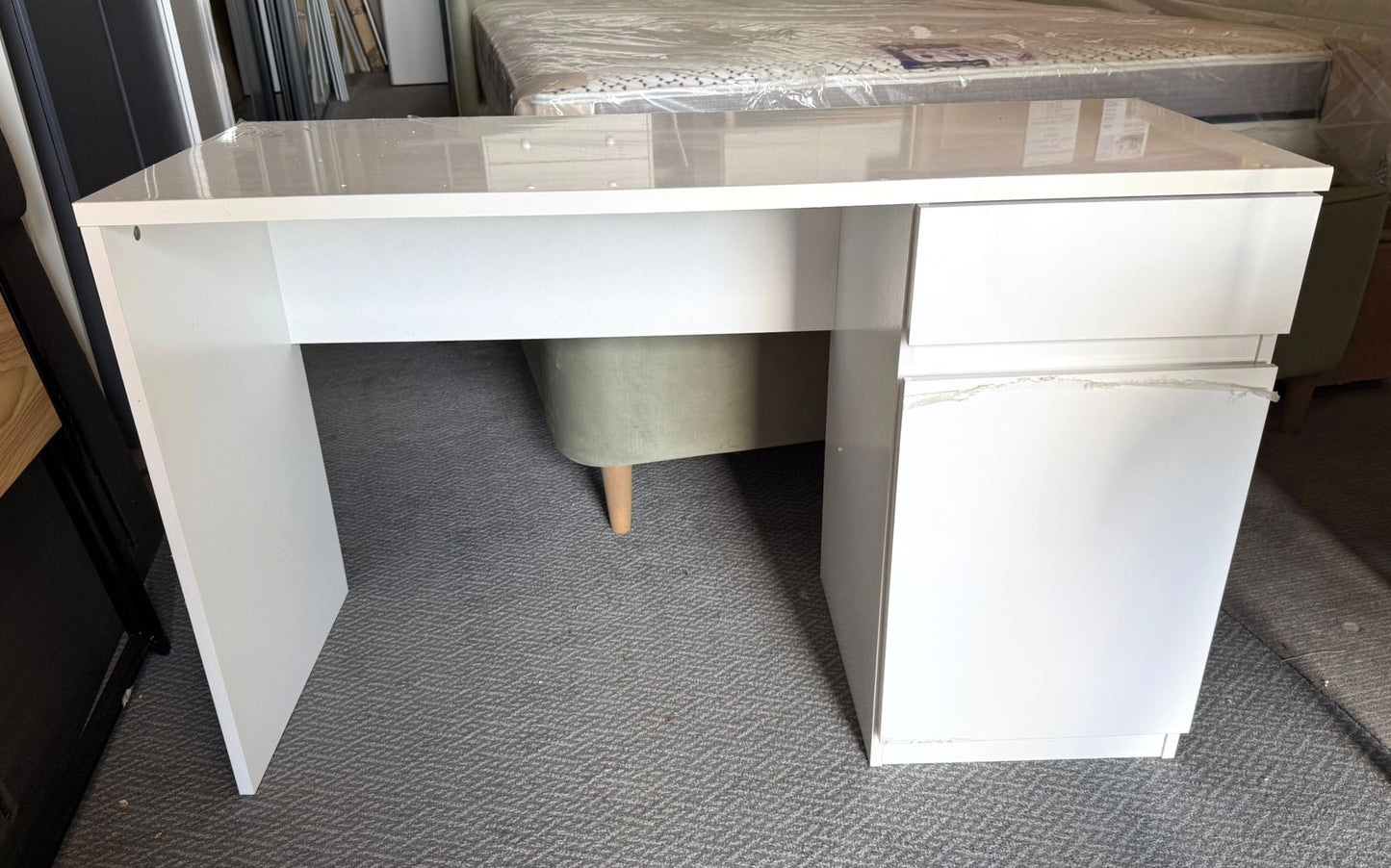 Assembled Jenson 1 Drawer Office Desk - White Gloss