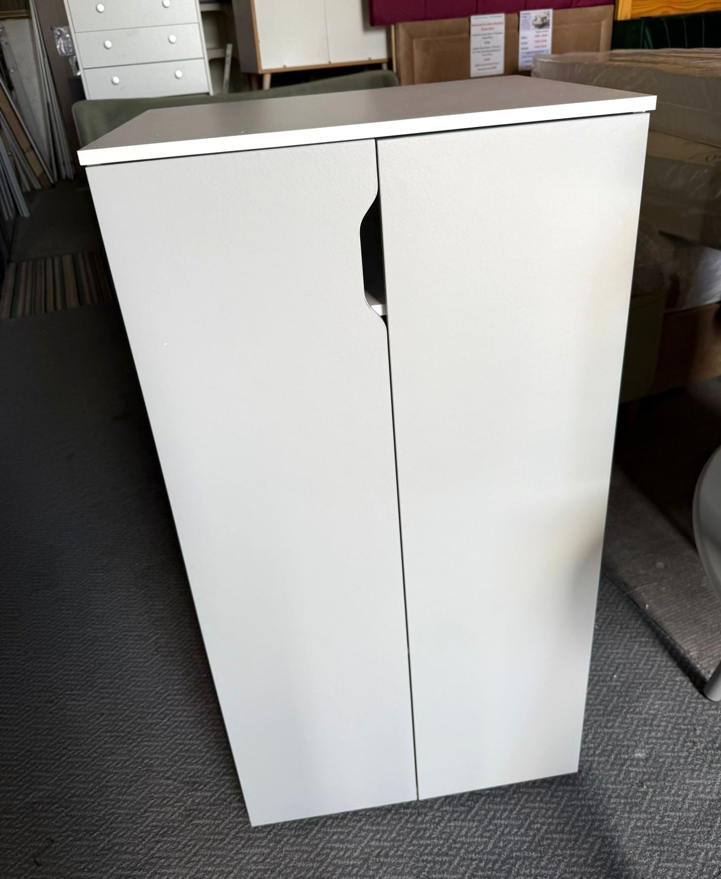 Assembled Habitat Pod 2 Door Short Wardrobe - White / Grey