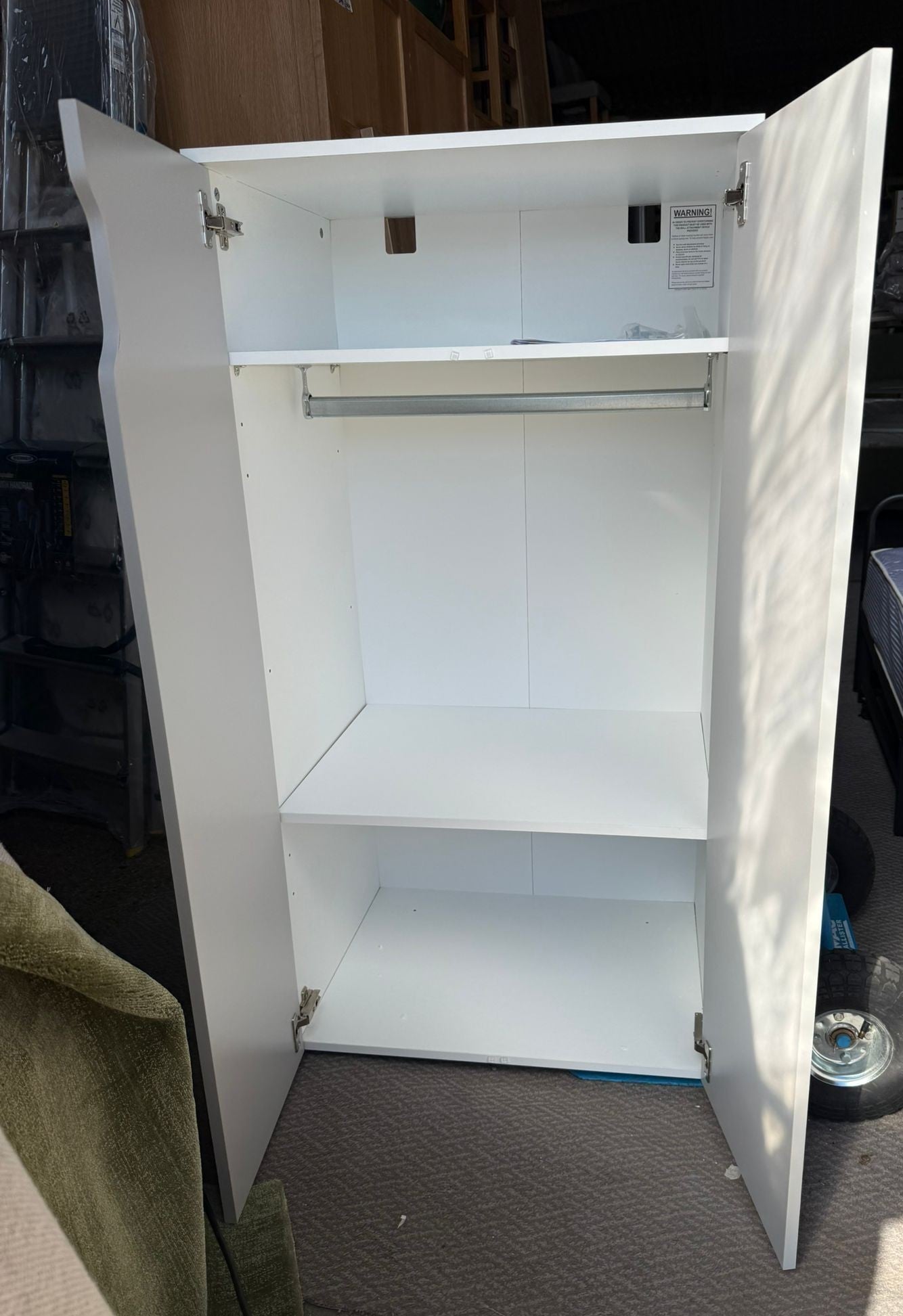 Assembled Habitat Pod 2 Door Short Wardrobe - White / Grey