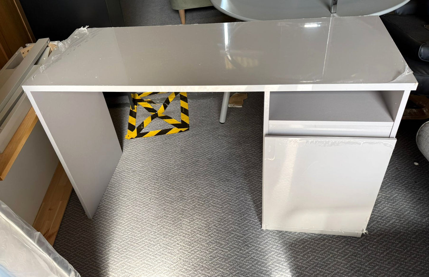 Assembled Jenson 1 Door Office Desk - Grey Gloss