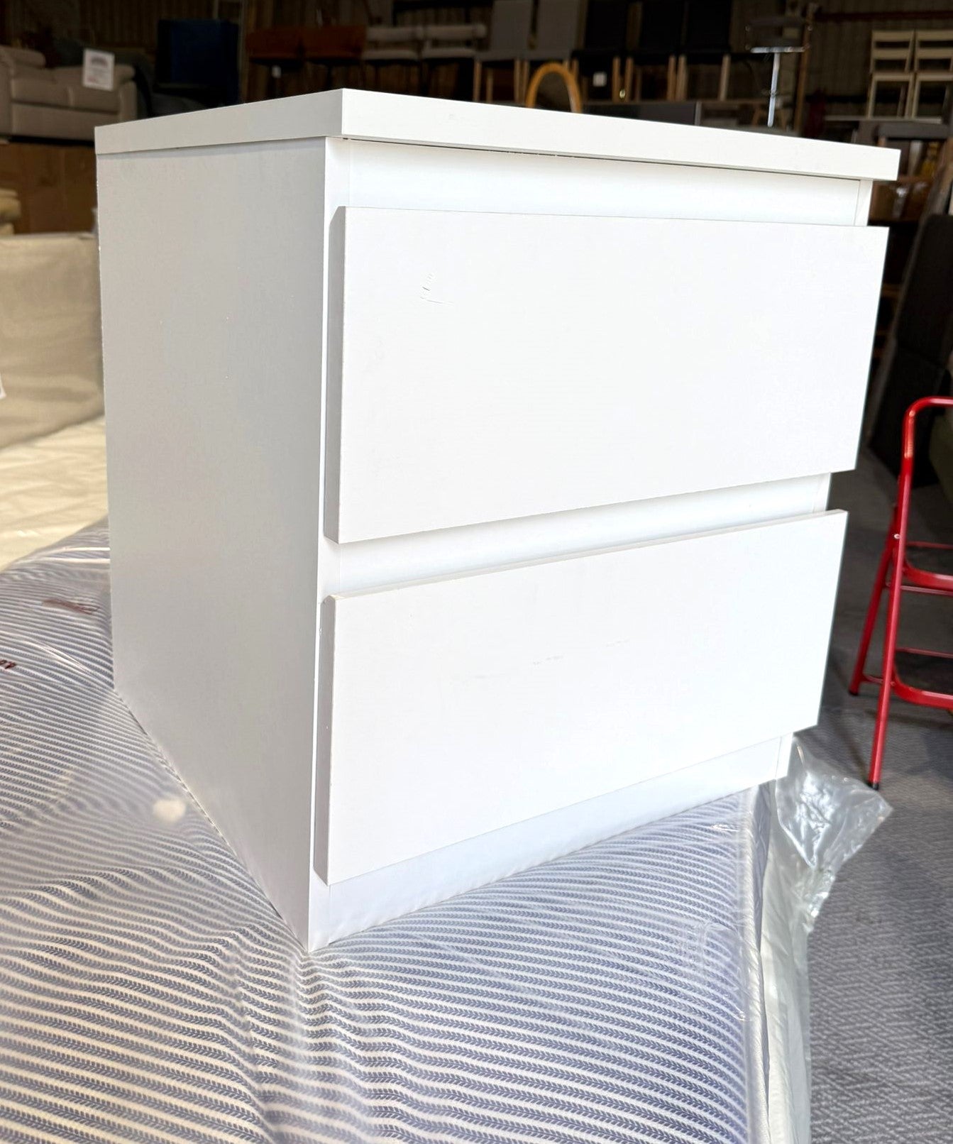 Assembled Habitat Jenson 2 Drawer Bedside Table - White Gloss