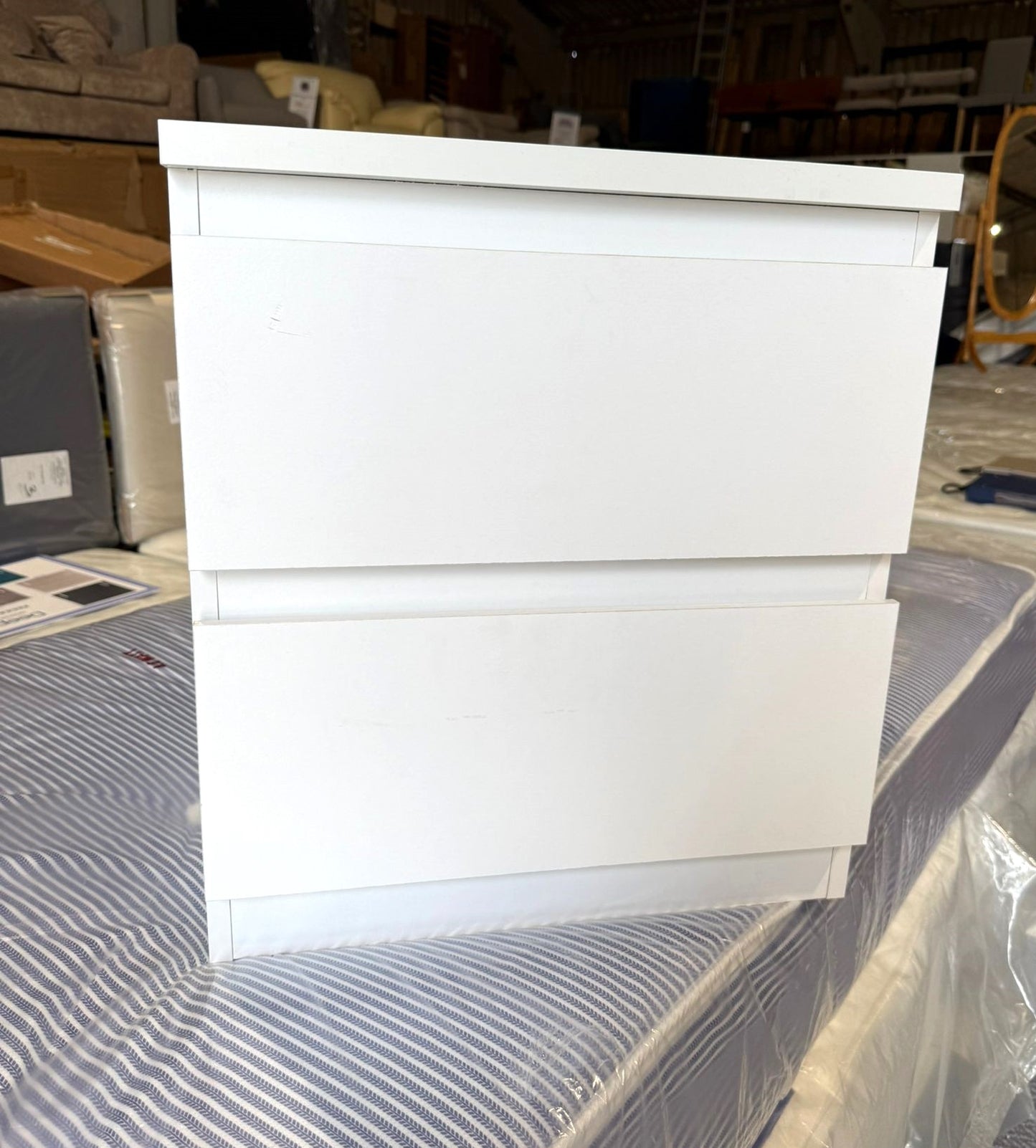 Assembled Habitat Jenson 2 Drawer Bedside Table - White Gloss