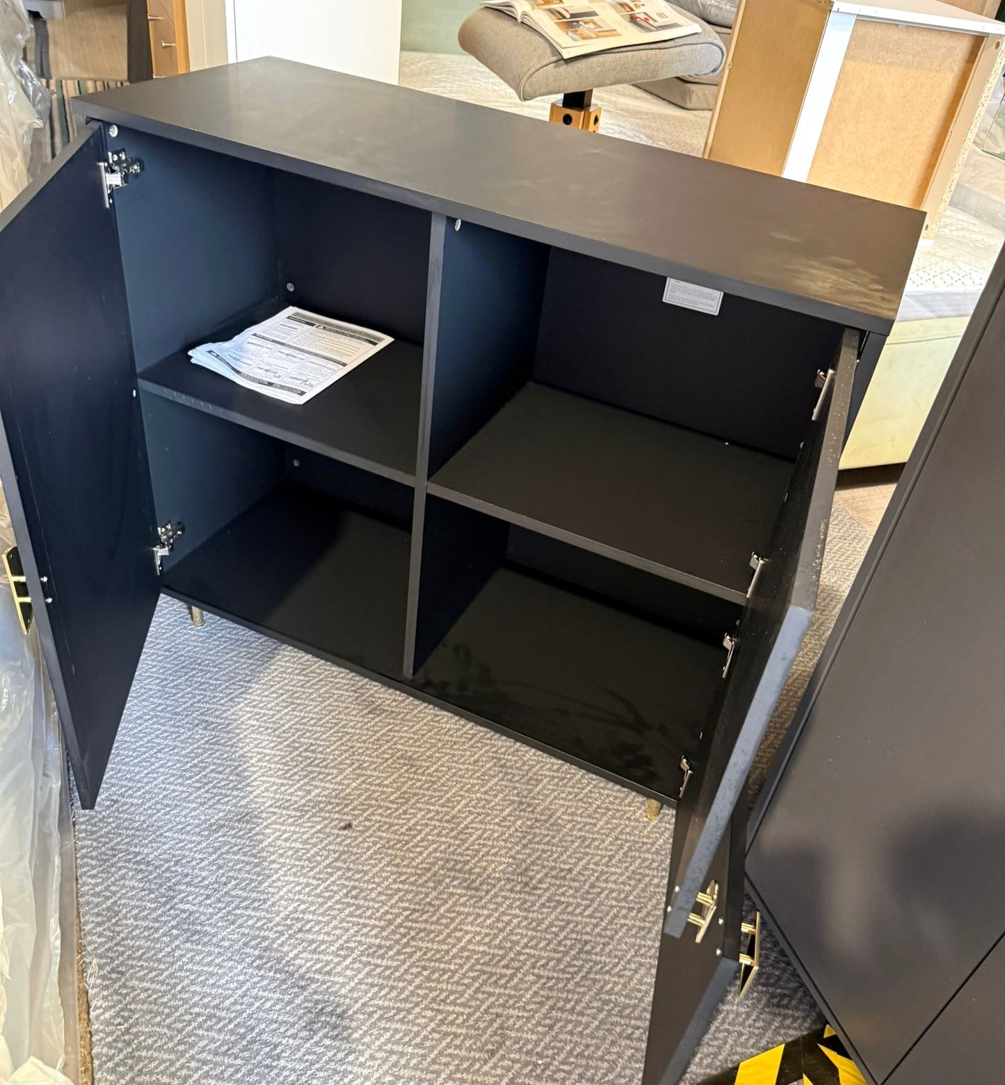 Assembled Habitat Nara 3 Door Drinks Cabinet - Black
