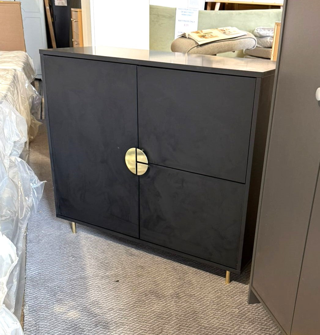 Assembled Habitat Nara 3 Door Drinks Cabinet - Black