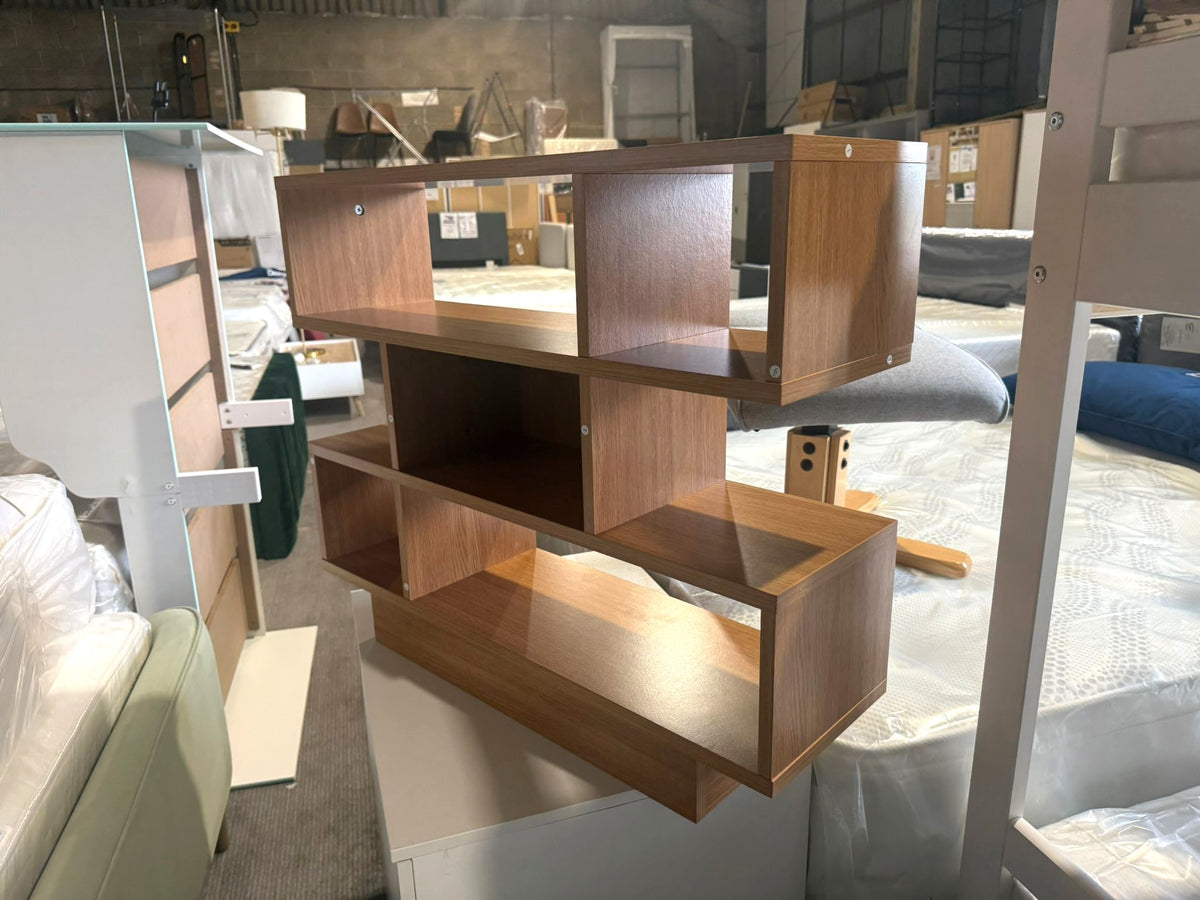 Assembled Cubes Short Shallow Shelving Unit - Oak Effect