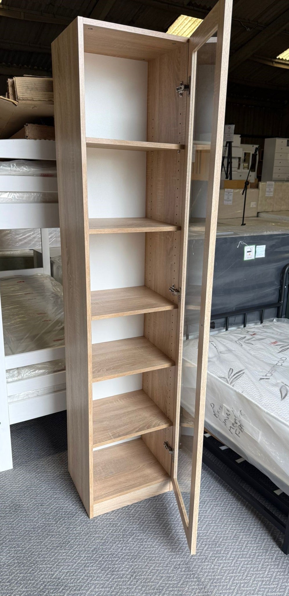 Assembled Carla 1 Door Display Cabinet - Oak