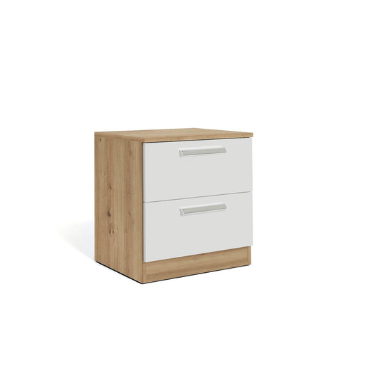 Assembled Habitat Munich 2 Drawer Bedside Table - White