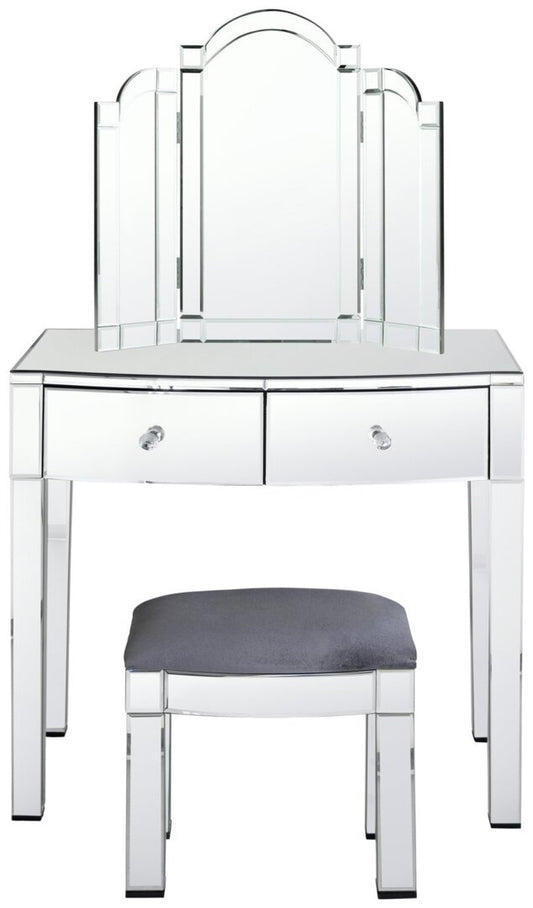 Assembled Canzano Mirrored 2 Drawer Dressing Table