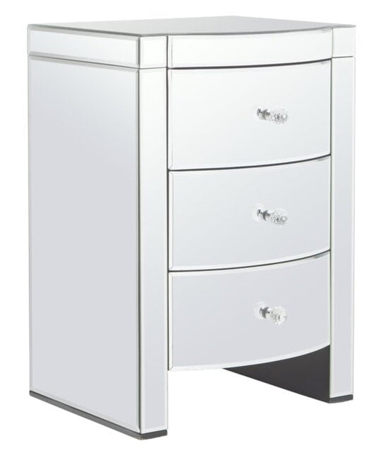 Assembled Canzano 3 Drawer Bedside Table - Mirrored