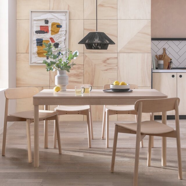 Habitat Nina Solid Birch 6 Seater Dining Table - Natural