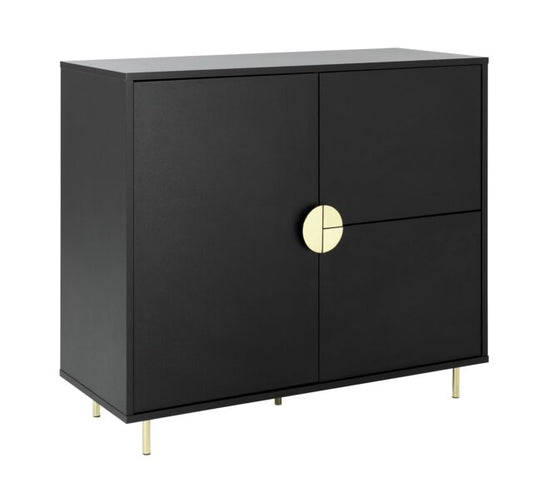 Assembled Habitat Nara 3 Door Drinks Cabinet - Black