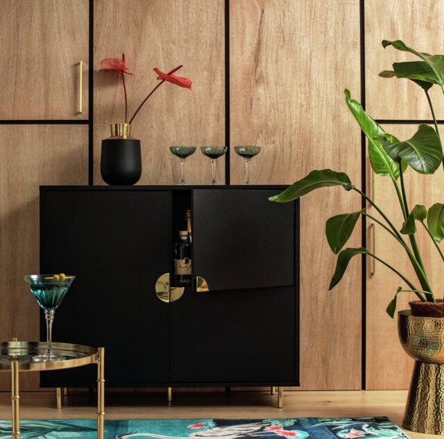 Assembled Habitat Nara 3 Door Drinks Cabinet - Black