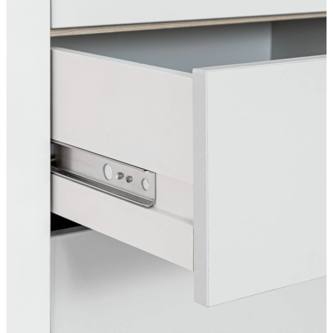Assembled Camden 3 Door 3 Drawer Wardrobe – White & Acacia