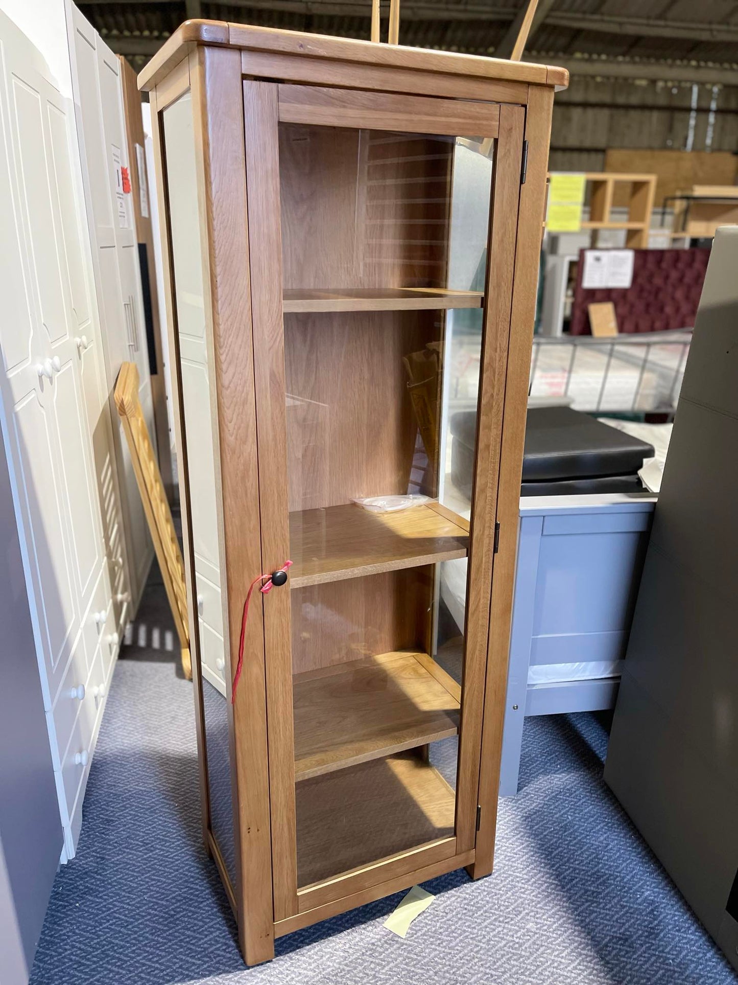 Assembled Habitat Kent 1 Door Glass Display Cabinet - Oak