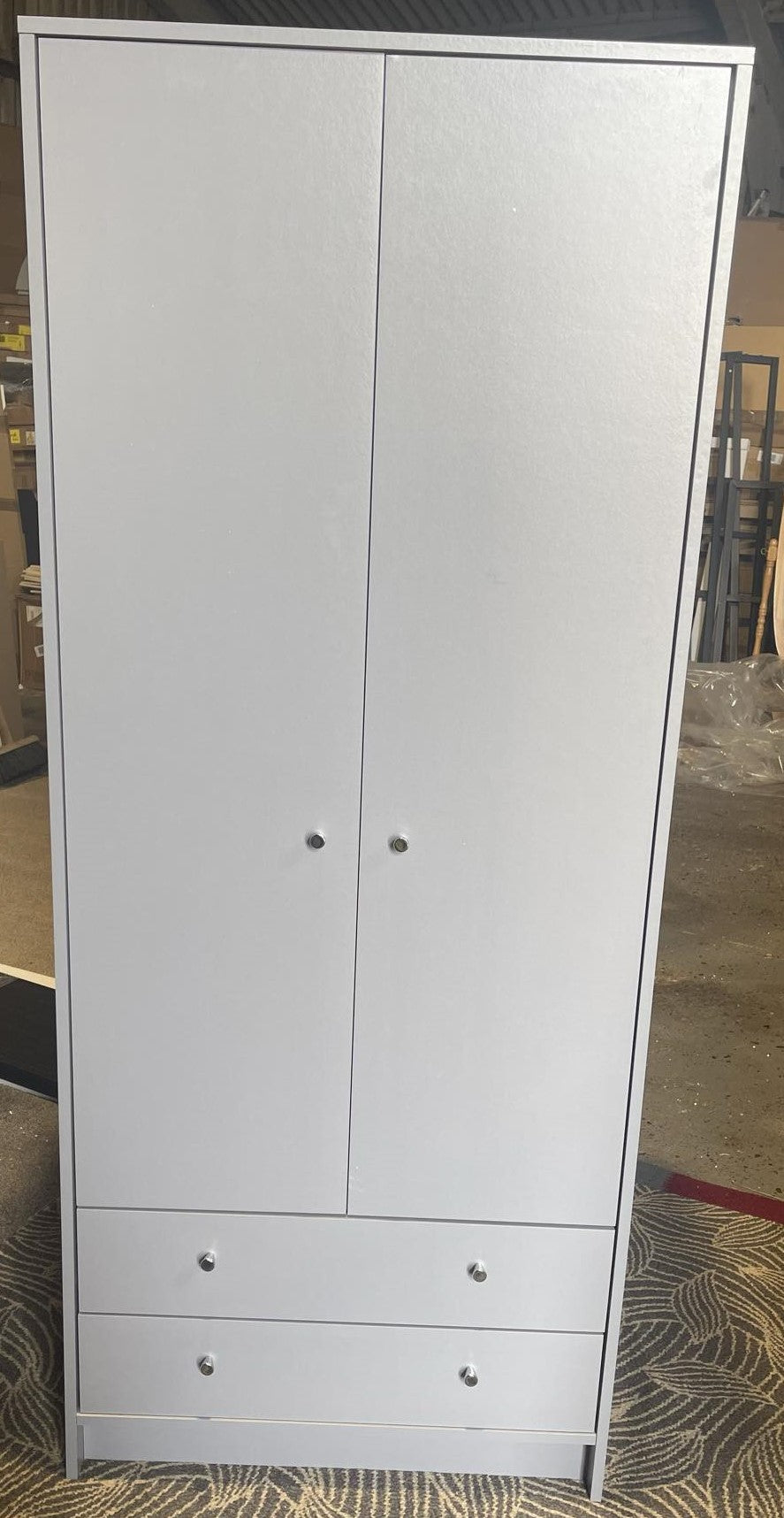 Assembled Malibu 2 Door 2 Drawer Wardrobe - Grey