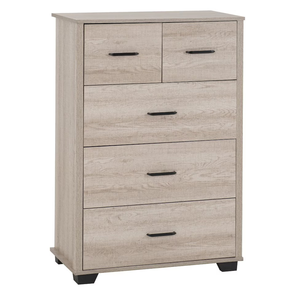Assembled Light Oak Effect 3+ 2 Drawer Chest