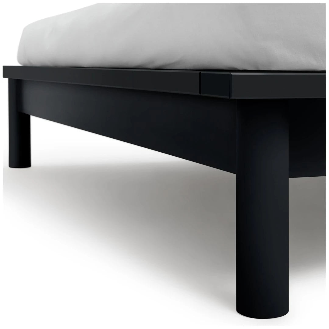 Akio Small Double Wooden Platform Bed Frame - Black
