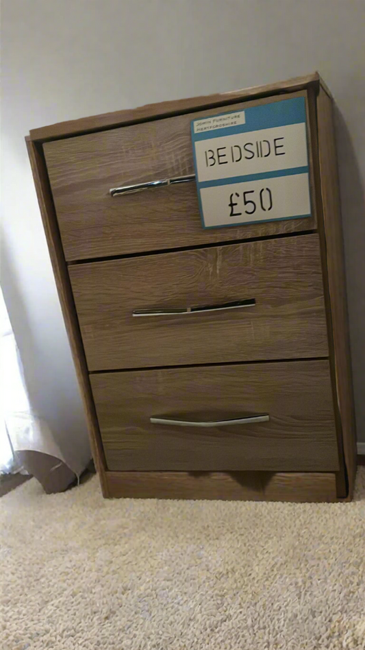 Assembled 3 Drawer Bedside Table