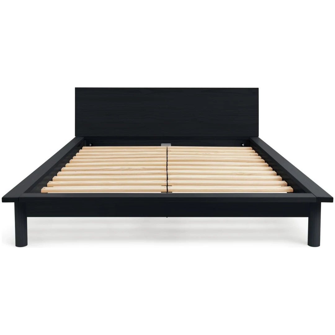 Akio Small Double Wooden Platform Bed Frame - Black