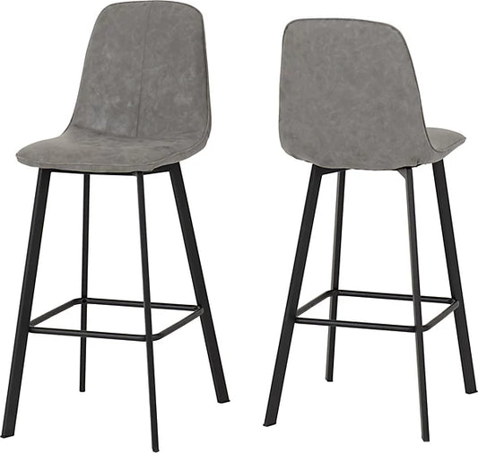 Assembled Pair of Bar Chairs in Grey Faux Leather