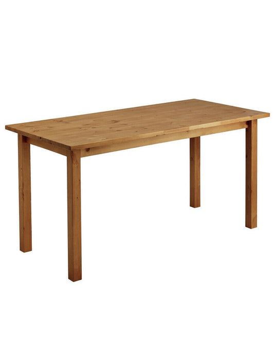 Solid Pine 6 Seater Dining Table - Oak Effect