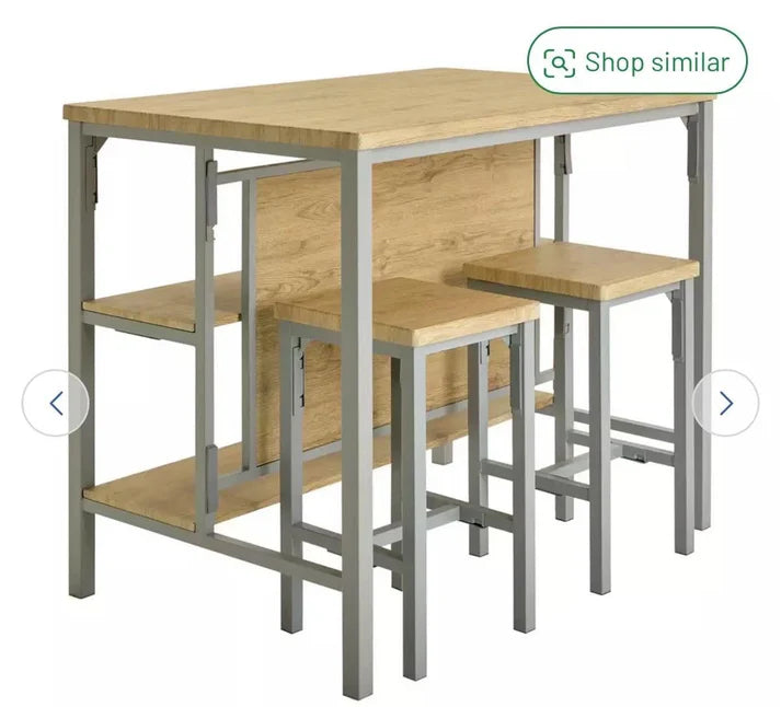 Darien Grey Bar Table & 2 Stools