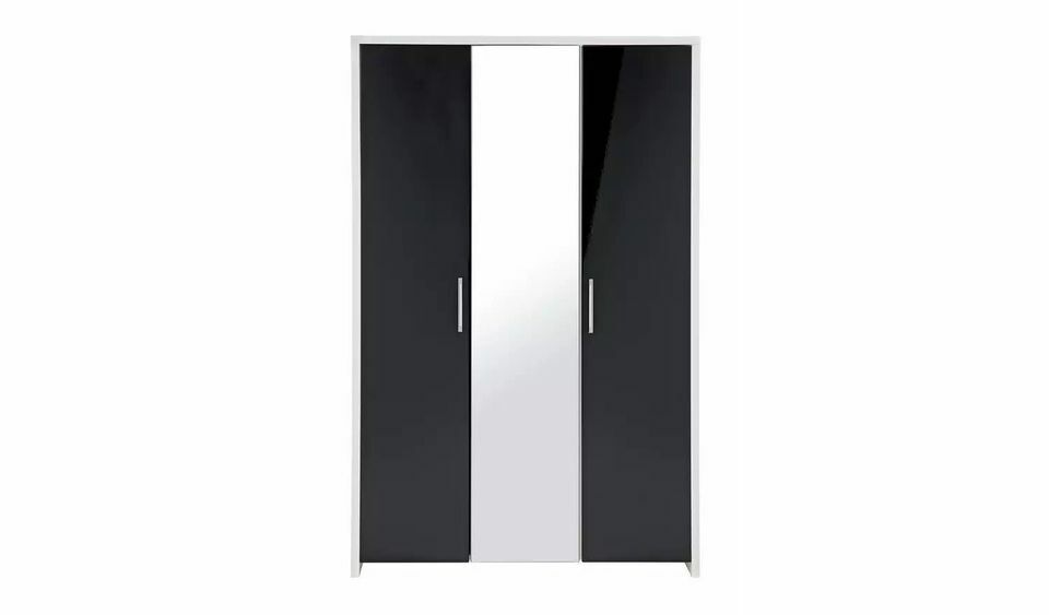 Broadway 3 Door Mirror Wardrobe - Black Gloss & White