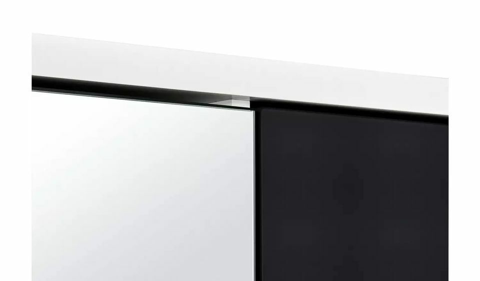 Broadway 3 Door Mirror Wardrobe - Black Gloss & White