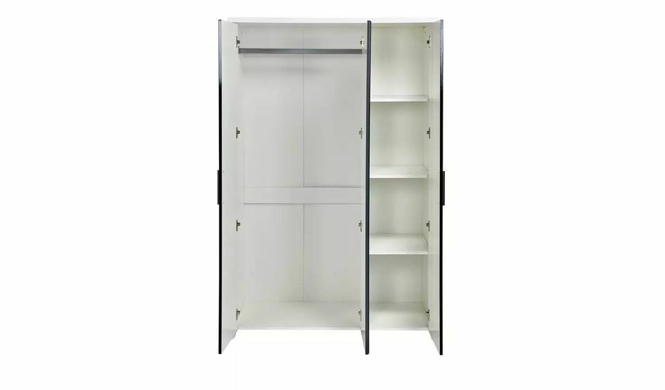 Broadway 3 Door Mirror Wardrobe - Black Gloss & White