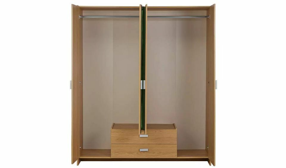 Capella 4 Door Mirrored Wardrobe - Oak Effect