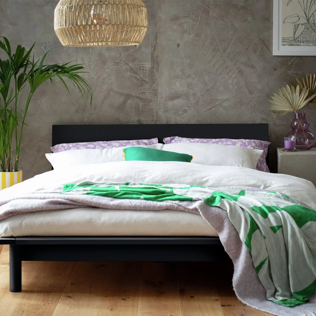 Akio Small Double Wooden Platform Bed Frame - Black